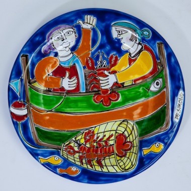 Circular Plate DS 25 cm PT25DS-18 Lobster Fishermen Circular Plate DS 25 cm PT25DS-18 Lobster Fishermen